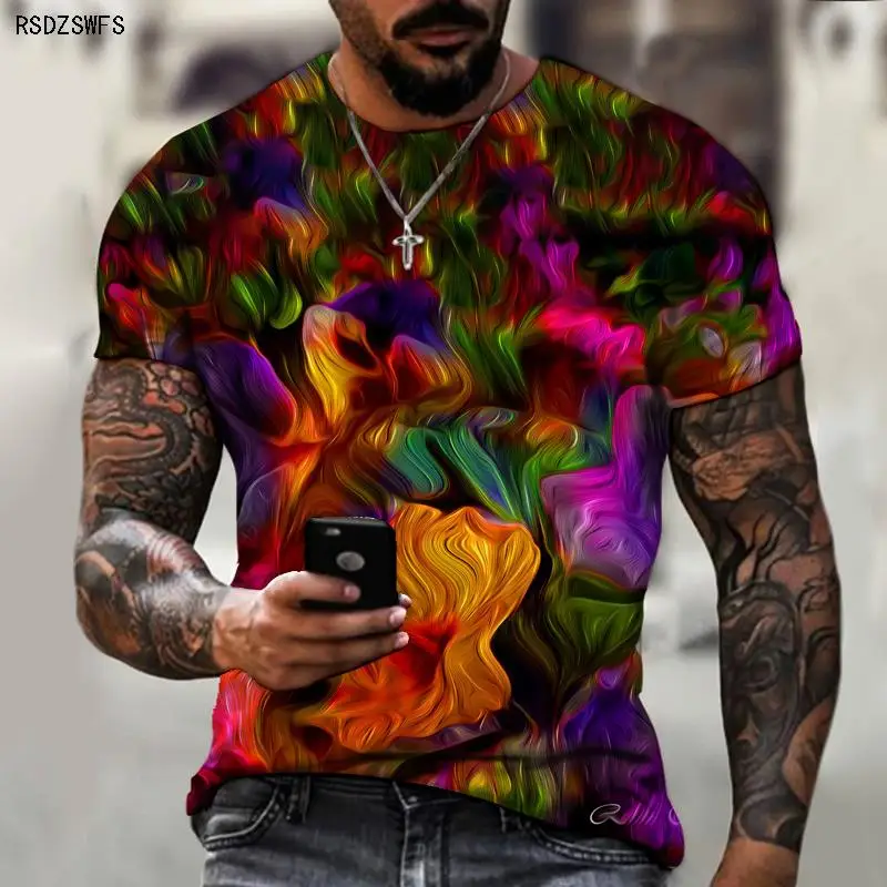 Men\'s T-shirt Fashion 3D Graffiti Printed Top 2022 Summer Casual Breathable Fabric Retro Style Cost-effective Summer T-shirt