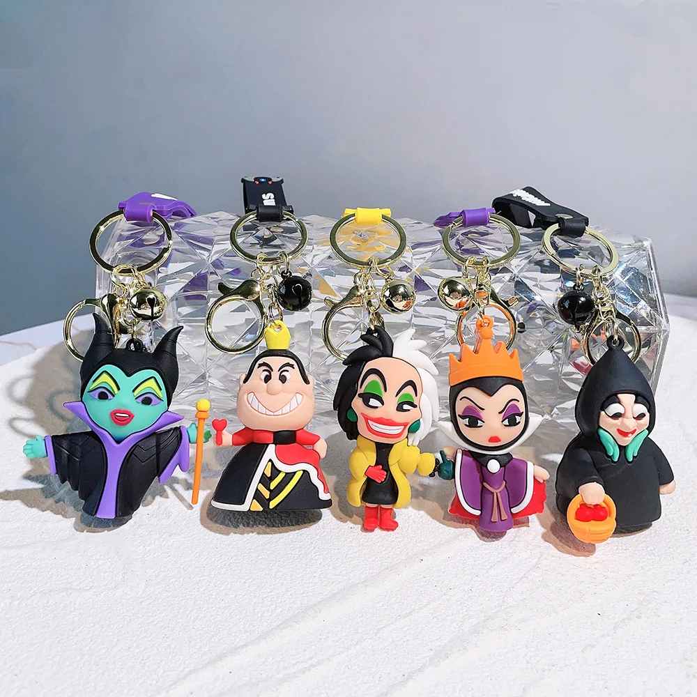 Anime Disney Villains Wicked Witch Keychain Pendant Ursula Cruella Maleficent Cartoon Keyring Bag Hanging Jewelry Decor Gifts