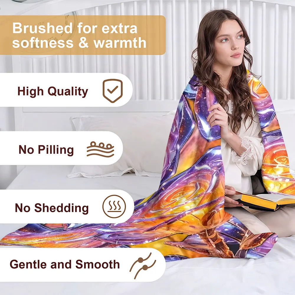 Crystal Iridescent Rose Soft Warm Flannel Blanket Lightweight Cozy Christmas Halloween Home Decor Room