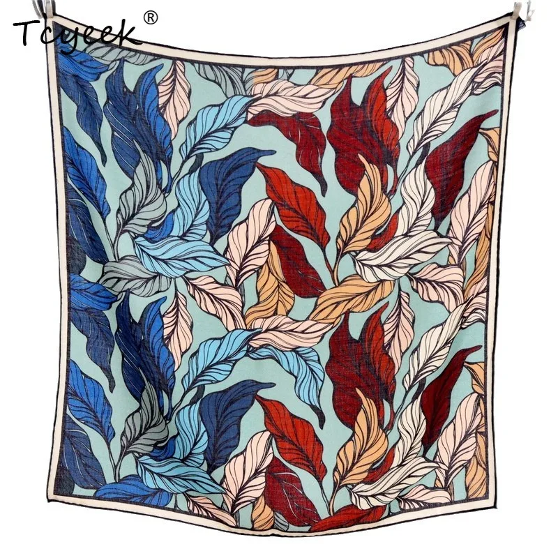 

Tcyeek, Wool Slik Elegant Kerchief, 68cm Flower Printed, Mom Gift Versatile Commute Retro Scarf, 2024 Summer Autumn A465113QM