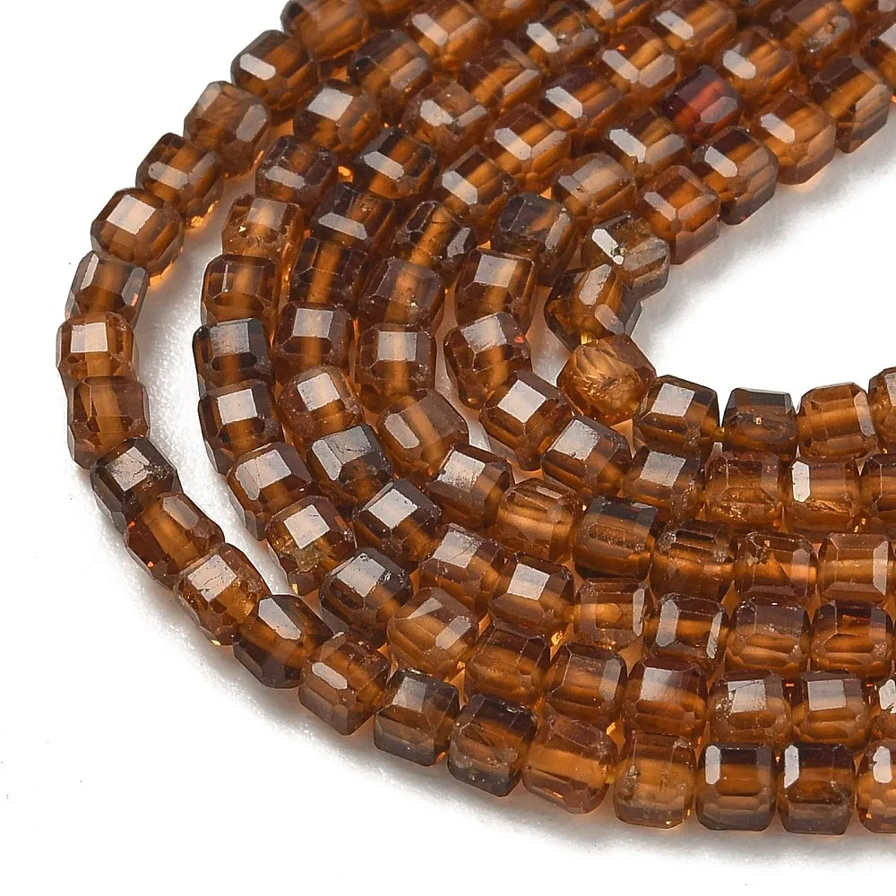 2 Strands Natural Yellow Garnet Beads Strands Faceted Cube Loose Beads Square for DIY Bracelet Necklace Jewelry Making Craft