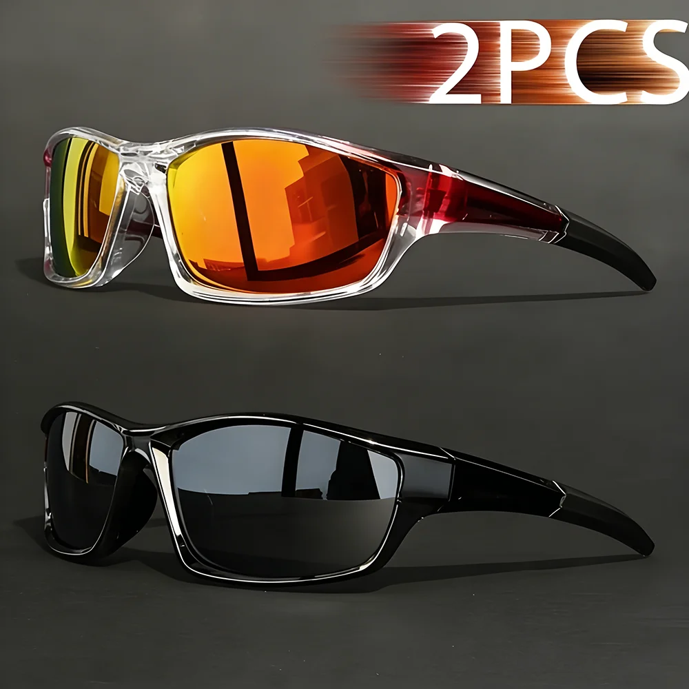 2 Pairs of High-Quality Plastic Frame Women's Sunglasses, Unisex Trendy Modern Style Fashion Cycling Sunglasses, Suitable for Daily Outfits, Street Photography, Vacation Travel, Beach Parties, and Music Festival Accessories