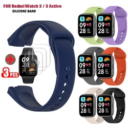 For Redmi Watch 3 / 3 Active / 3 Lite 2in1 Silicone Strap Band + 3PCS Anti-scratch HD Screen Protector