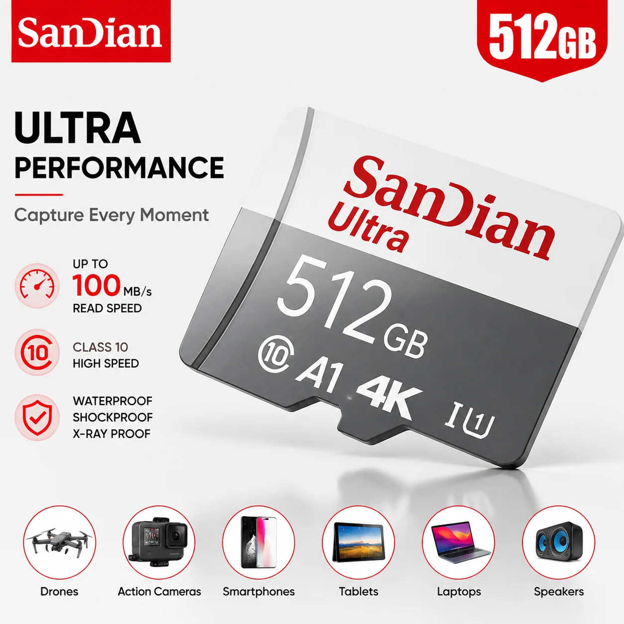 Memory Card 256GB 512GB Micro TF SD Card 128GB 64GB UHS-I U3 Micro Card V30 A2 SD Card 32GB for Switch GoPro Hero Action Camera