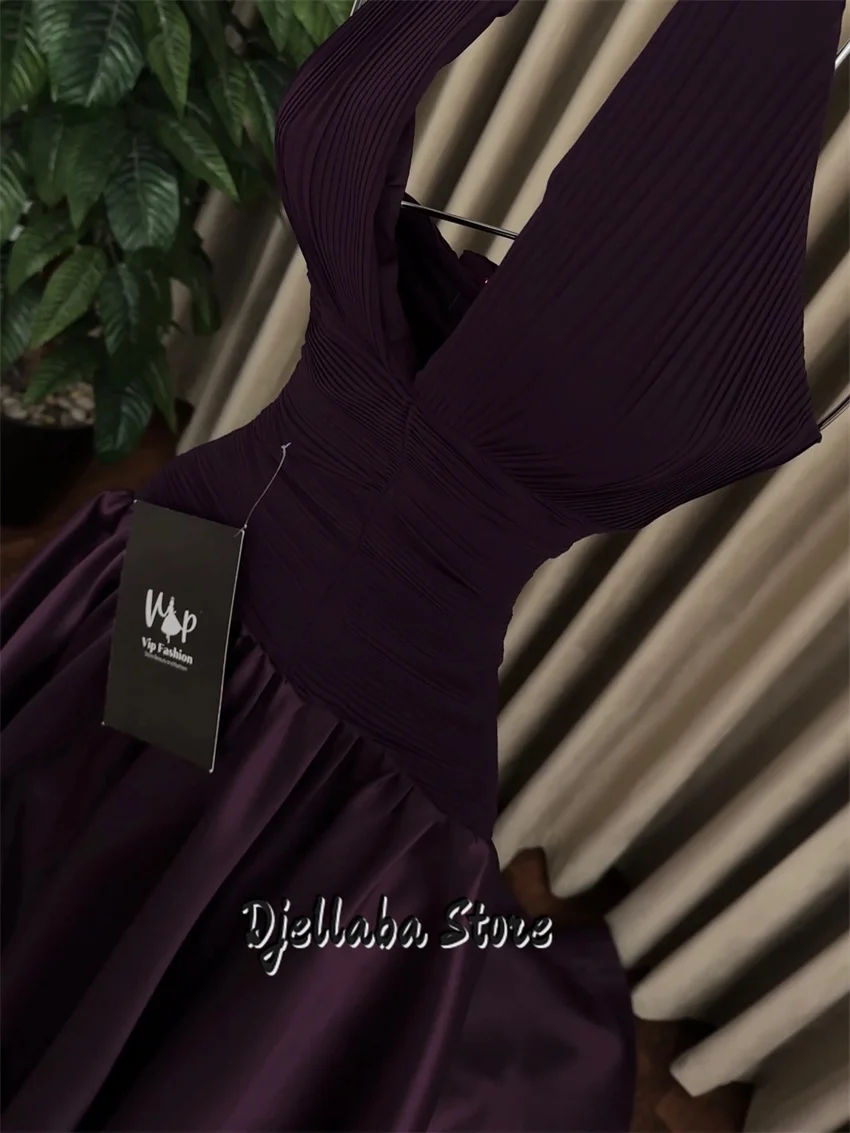 Luxo roxo halter vestidos de baile uma linha formal vestidos de festa feminino maxi vestidos de noite personalizados 2026