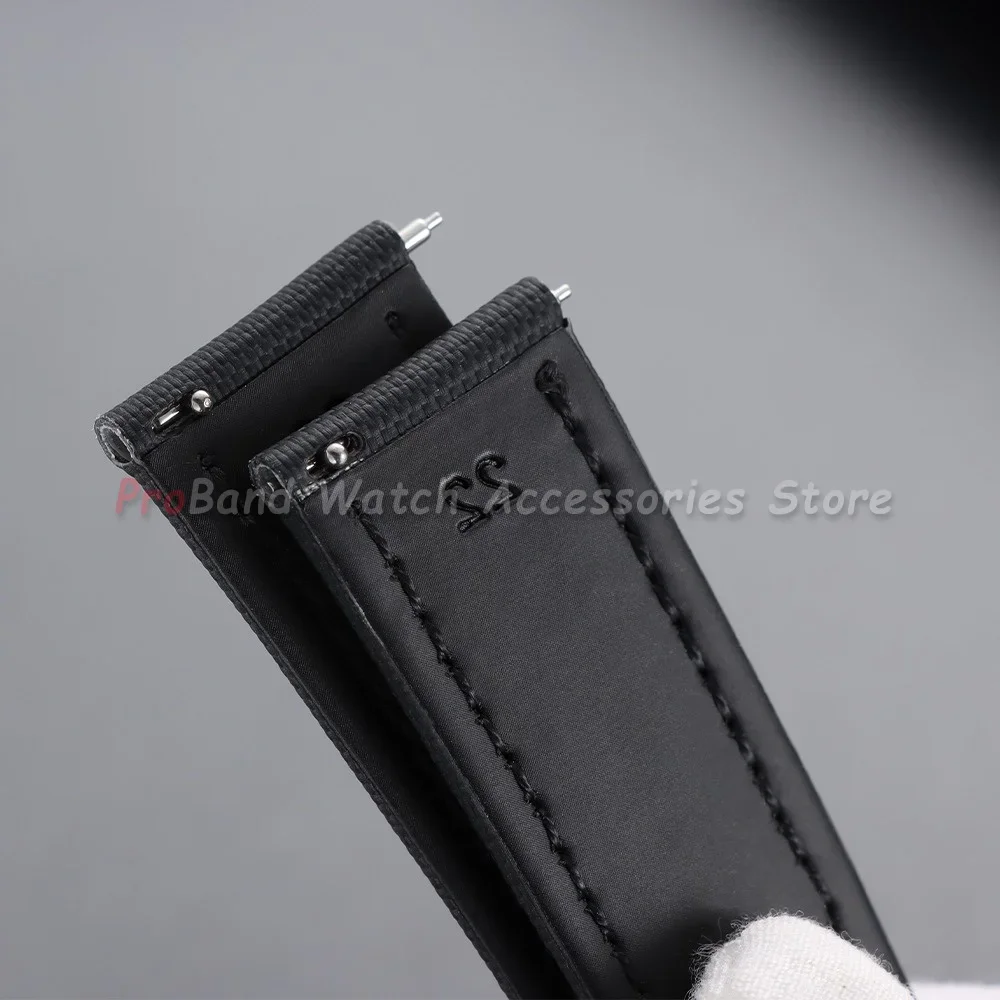 18/19/20/21/22mm Business Sailcloth Watch Strap for Omega for Seiko Butterfly Buckle Bracelet Quick Release Leather Watchband view 5