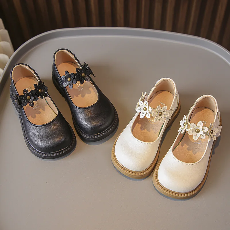 Girl's Leather Shoes 2026 New Baby Shoes Soft Sole Anti-Slip Small Medium Large Children's Bowtie Princess Shoes Soft Sole