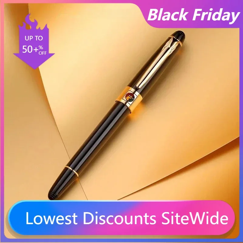 New Pimio 89 Metal Fountain Pen Munich Jazz  Fine Size Iridium Gold Tip F 0.5mm with Converter School Business Office Writing