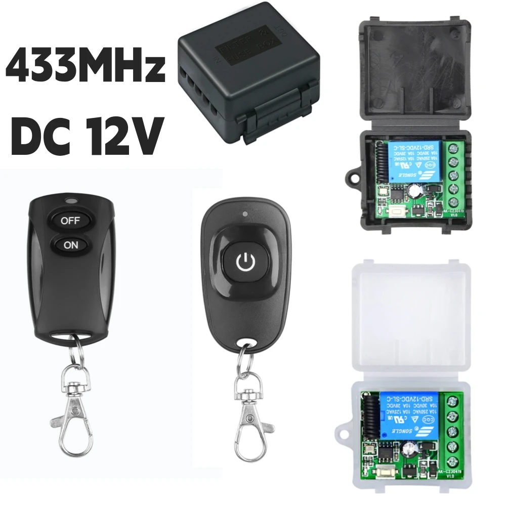 433 Mhz Universal Wireless Remote Control Switch DC 12V 1CH Relay Receiver Module and RF Transmitter Electronic Lock Control Diy