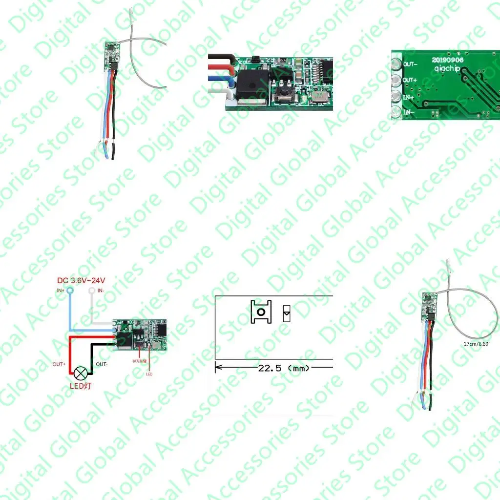 Mini interruttore wireless DC12V 24V 433MHz Interruttore relè controllo telecomando 1 canale per porta del garage
