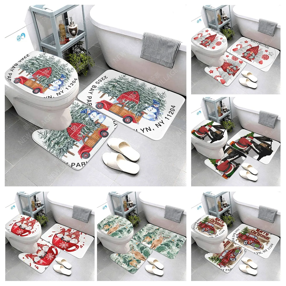 Non slip shower mat bathroom carpet shower mathome decoration Christmas surrounding decoration water absorption bathtub carpet