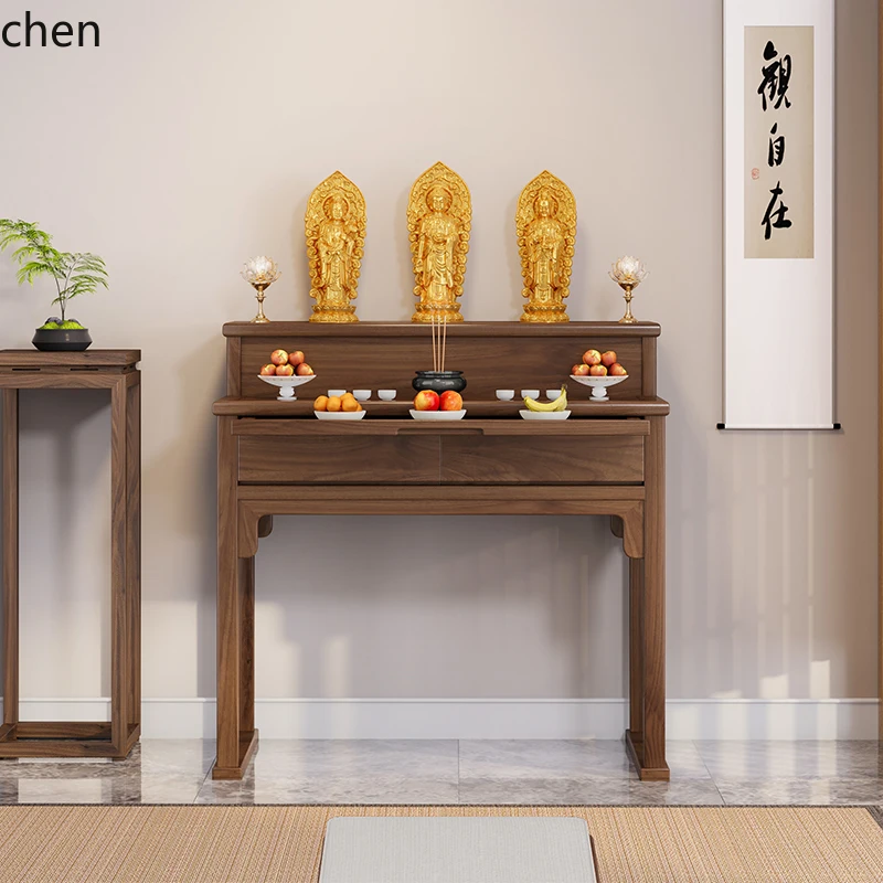 black walnut Buddhist hall table solid wood offering  incense table household God of Wealth offering table Gongtai