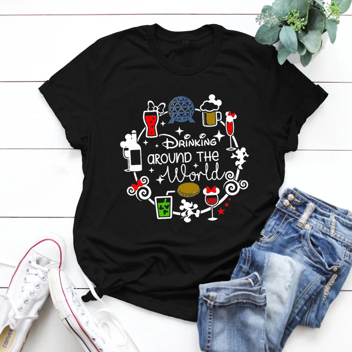 Drinking Around The World Shirt Snacking Around The World Tees Epcot Cool Fun Vacation T-Shirt Graphic T Shirts Casual Tops Tee