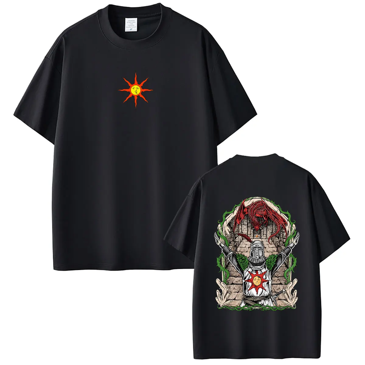 Game Dark Souls Solaire of Astora Graphic T-shirt Summer Men Women Retro Gothic Rock Streetwear Men's Fashion Oversized T Shirts