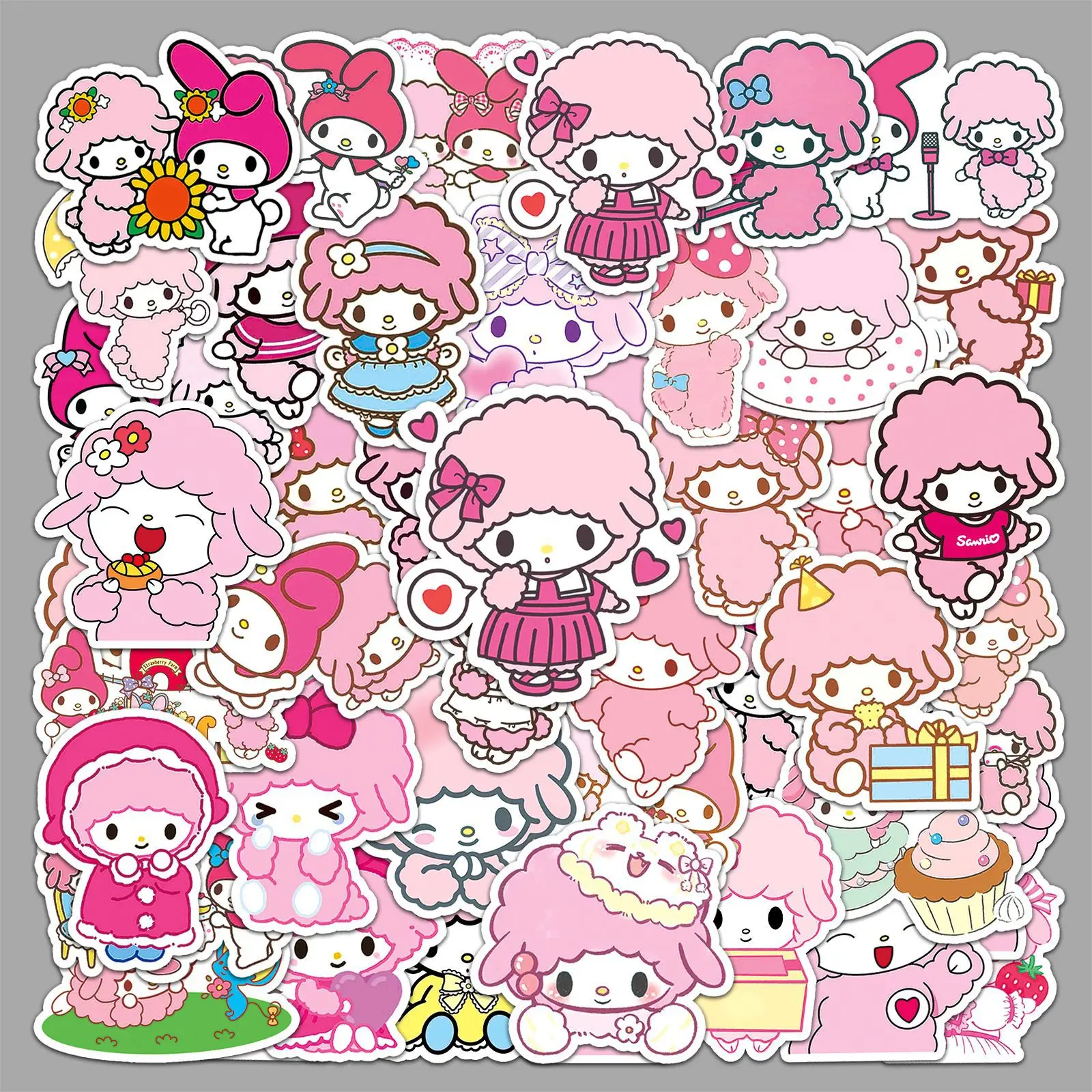 

50PCS Sanrio My Sweet Piano Cute Stickers Cartoon Pink Lamb Doodle Decals Toy Gifts for Skateboard Motorcycle Helmet Guitar