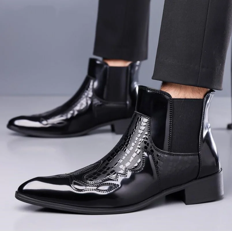 Men's Chelsea Boots British Style Fashion Trend Comfortable Anti-slip Leather Boots Personalized Style