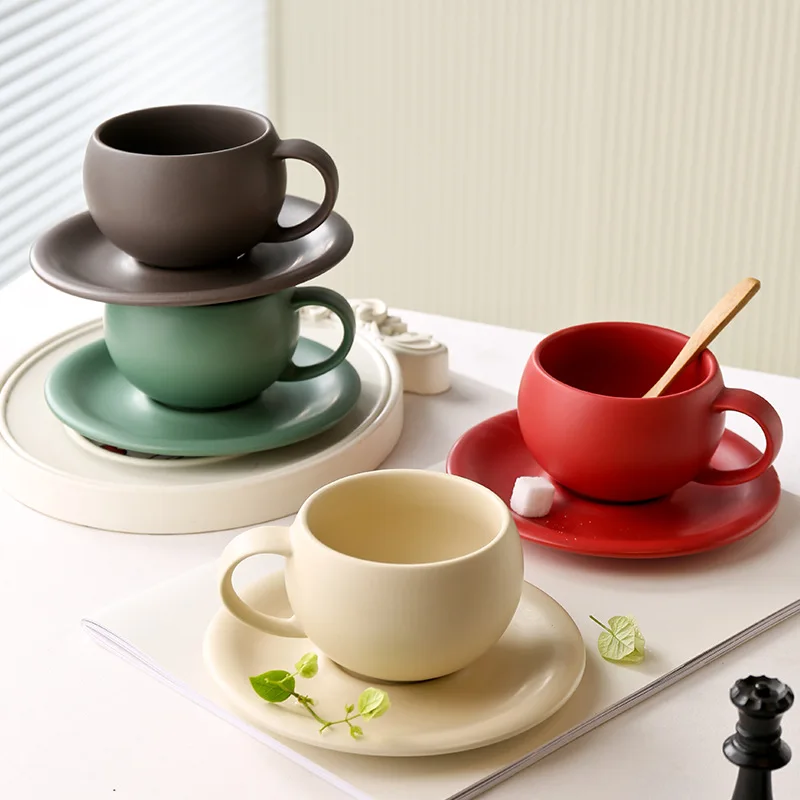 Medieval Handmade Ceramic Coffee Mug Funnel Shape Rough Pottery Cold Brew Cup For Home Kitchen Office Antique Style Drinkware