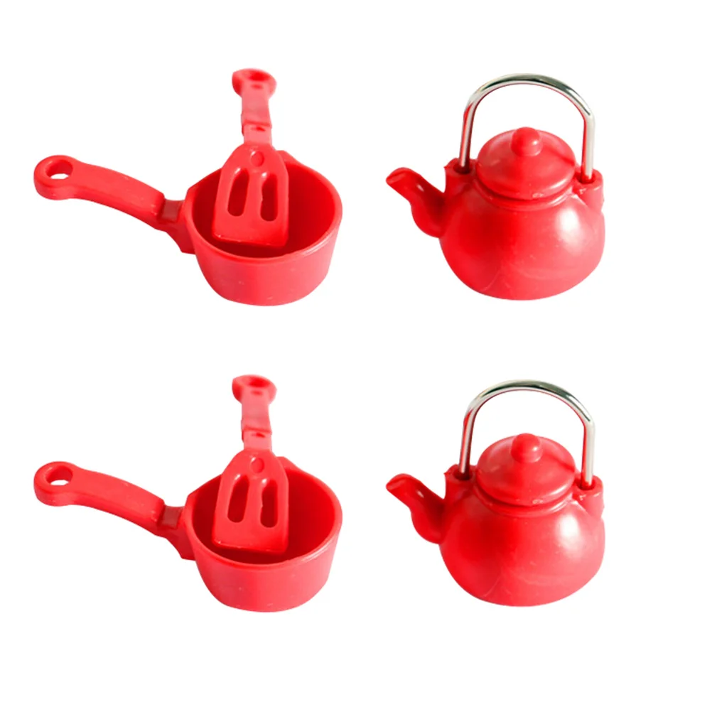 2 Sets Pocket Kitchen Toy Mini House Prop Teapot Home Decoration Kettle Model Ornament Plastic Supply Kitchenware