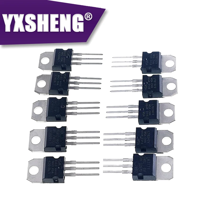 10 Soort * 10 stks = 50 stks TO-220 Spanningsregelaar IC KIT L7805CV L7806CV L7808CV L7809CV L7810CV L7812CV L7815CV L7818CV L7824CV LM317