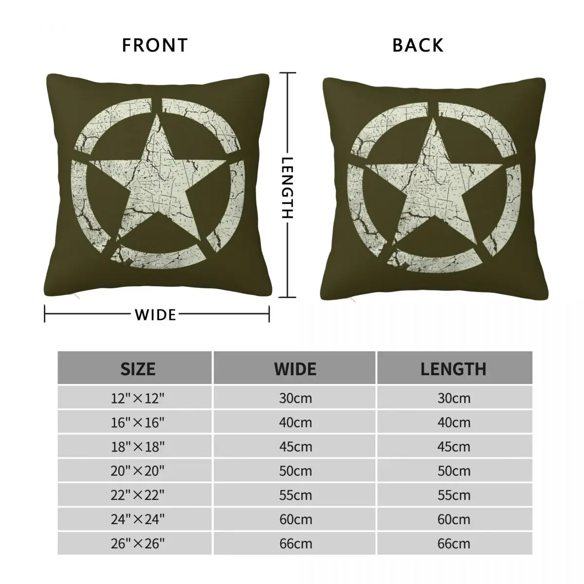 US Army White Star Emblem Pillowcase Polyester Linen Velvet Creative Zip Decor Pillow Case Car Cushion Cover 18