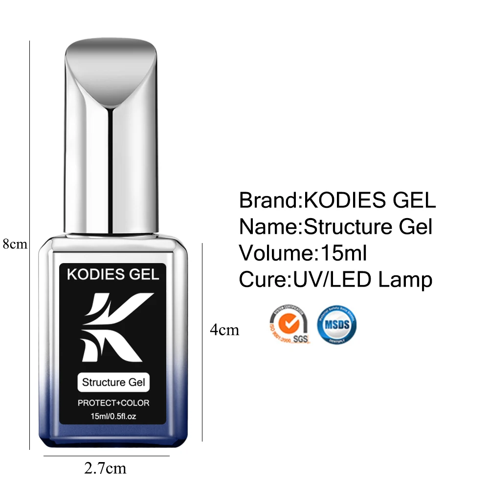 KODIES GEL 15ml Rubber Base Gel Milky White Shimmery Camouflage Gel Nail Polish Semi Permanent UV/LED Construction Manicure Nail