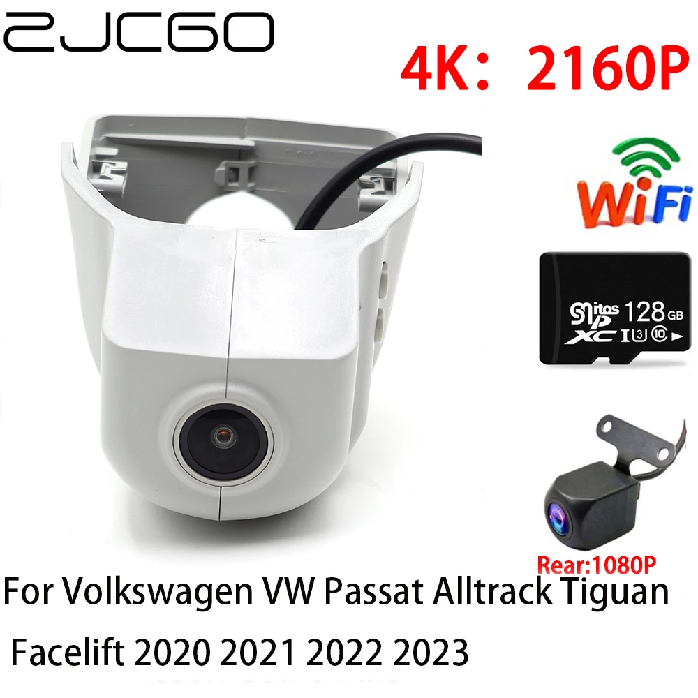 ZJCGO 2K 4K Car DVR Dash Cam Wifi Front Rear Camera 2 Lens 24h for Volkswagen VW Passat Alltrack Tiguan Facelift 2020~2023