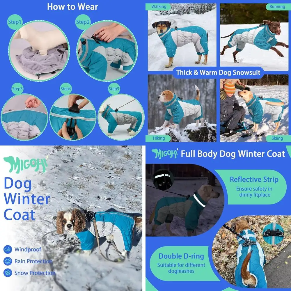 

Светоотражающая теплая зимняя куртка с шлейкой для крупных собак - ветрозащитный костюм на флисовой подкладке с молнией для собак от маленьких до очень больших пород