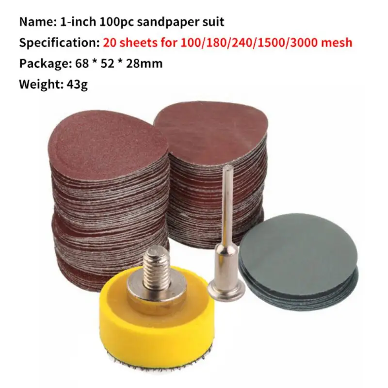 Inch 25mm Schuurschijven Pad 100-3000 Grit Schurende Polijstpad Kit Voor Dremel Rotary Tool Schuurpapier