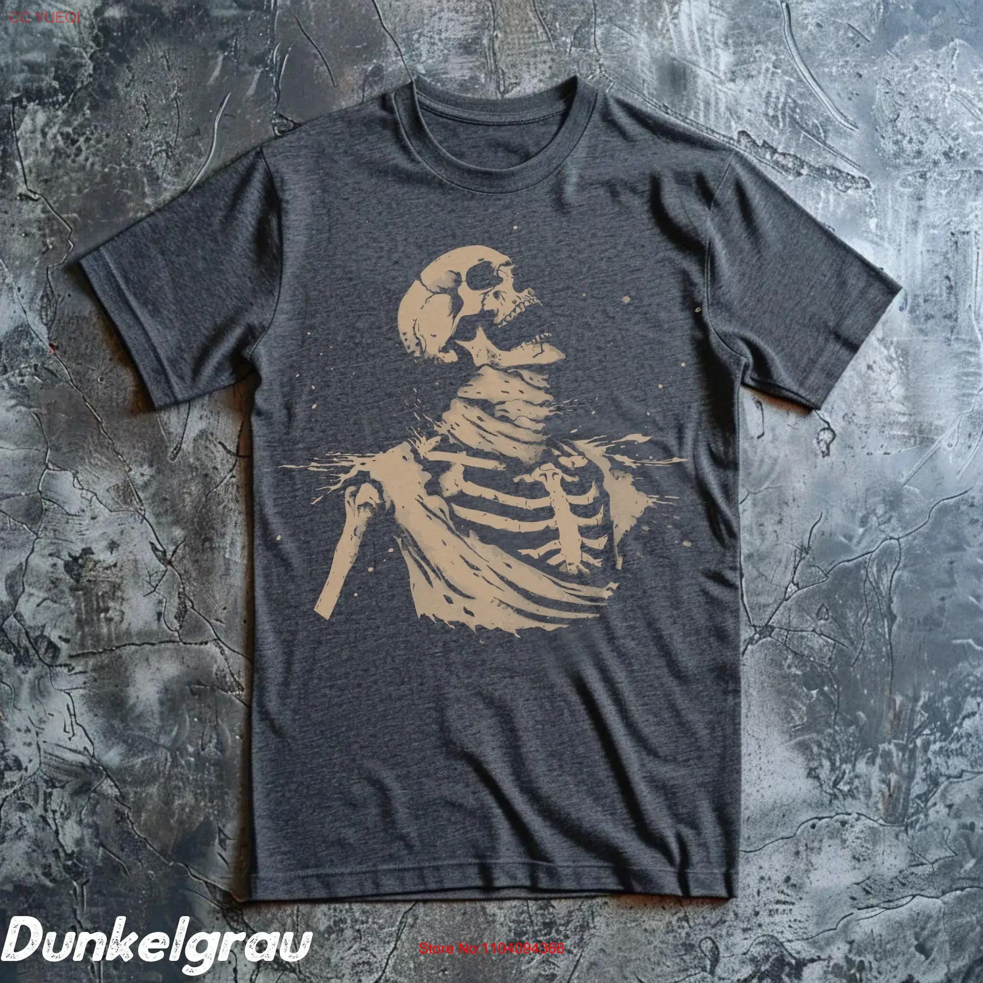 Retro Skeleton Screaming T Shirt 90s Rib Cage Skull Y2k Halloween long or short sleeves