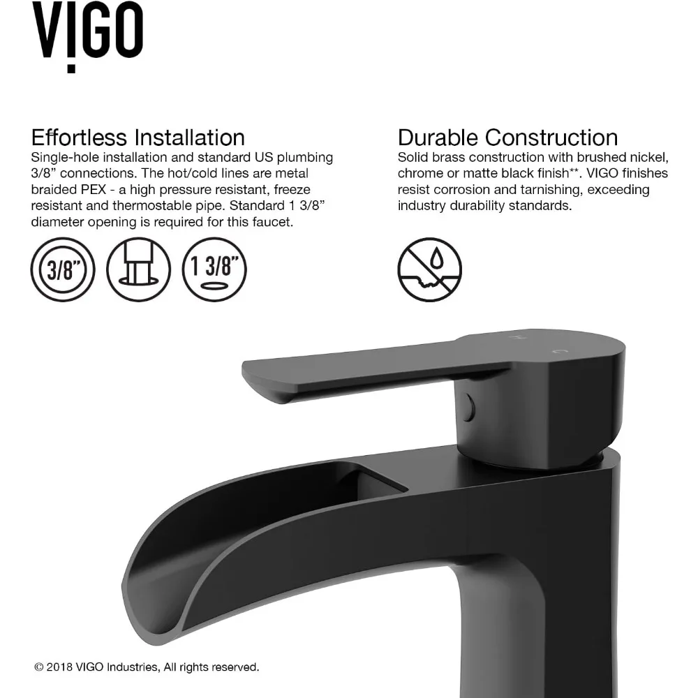 7-inch Matte Black Single Handle Bathroom Faucet with Single-Hole Design for Modern Vanity Sinks