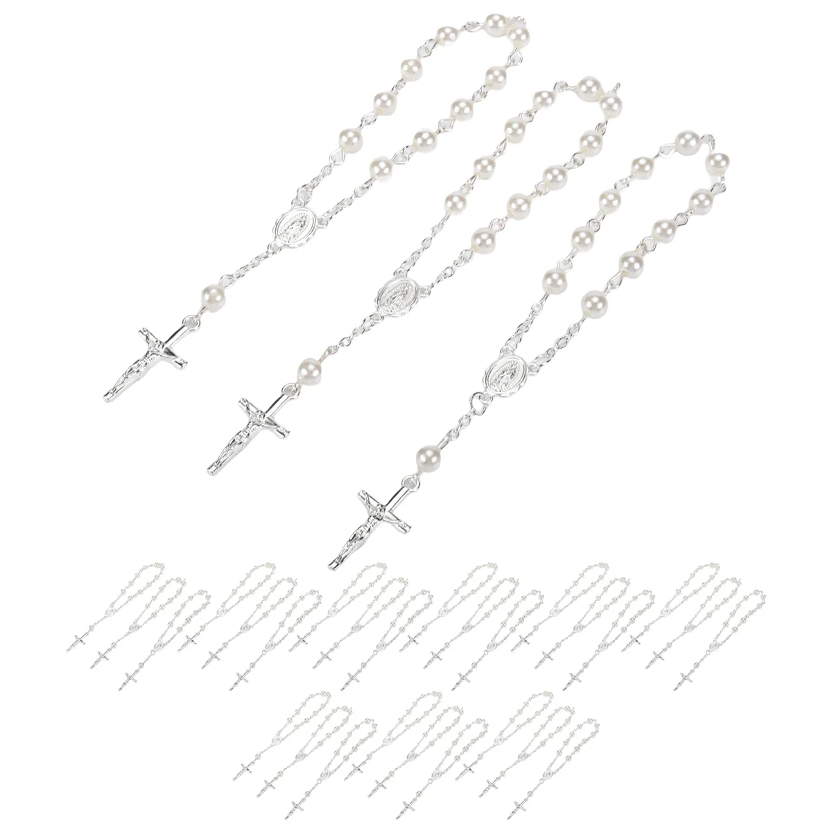 

Y02A30Pcs Бусины для крещения Розаріи для крещения на палец Искусственный жемчуг для сувениров на крещение Сувениры для крещения Сувениры для причастия
