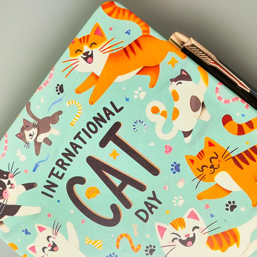 Dotted notebook A5 journal Pet cartoon books PU hardcover diary notepad Creative trend planner Dot Grid Notebooks Cat bullet