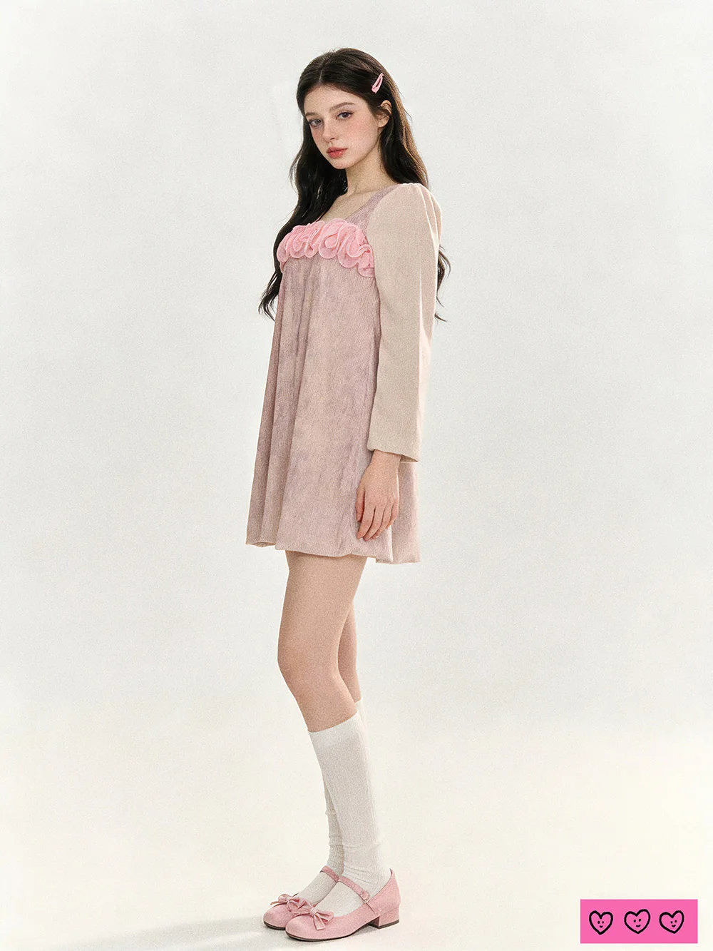 

Оригинальная юбка-трапеция Sweet Fairy Pink Loose Dr LASS LIZ из независимого магазина, новинка Весна 2026, с длинными рукавами