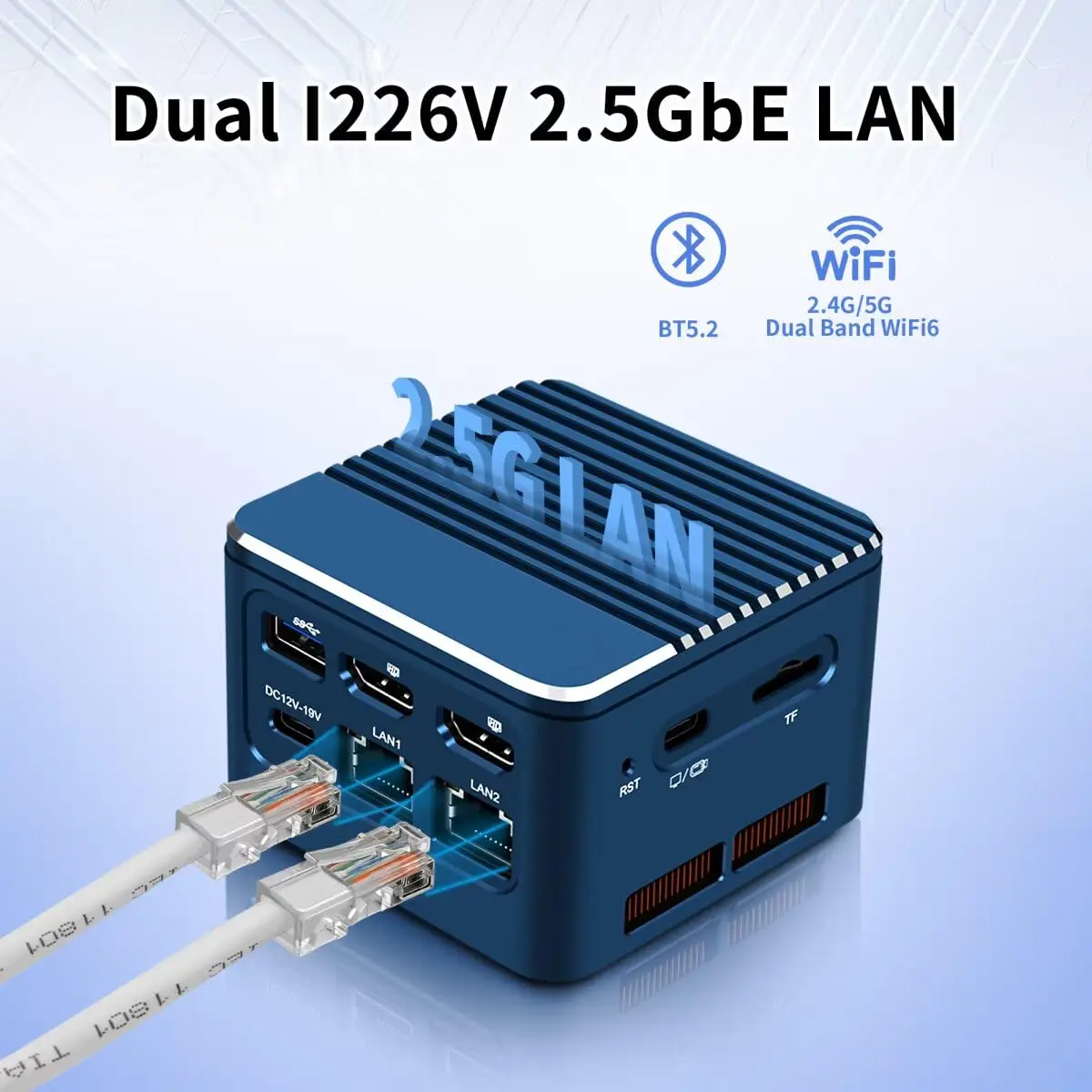 MNBOXCONET Mini PC Core i3 N305 (8C/8T، حتى 3.8 جيجا هرتز)، كمبيوتر صغير أسود Linux، Wifi6/BT5.2، 2 منفذ I226-V 2.5Gbe LAN
