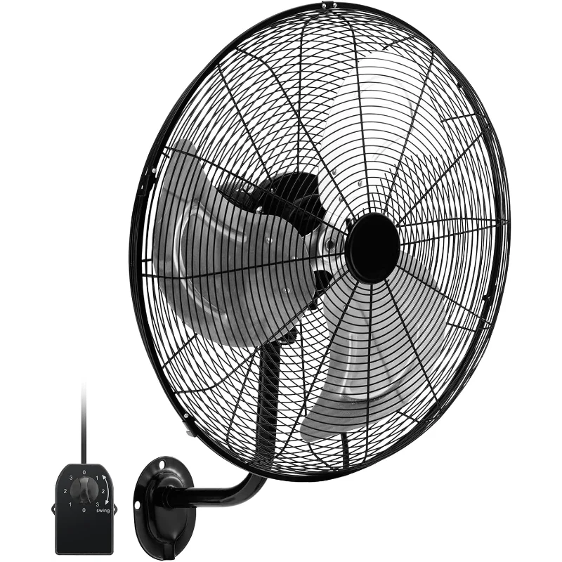 

20-дюймовый настенный вентилятор Tangkula с алюминиевыми лопастями для вентилятора, промышленный 3-скоростной осциллирующий металлический настенный вентилятор, сверхмощное настенное крепление