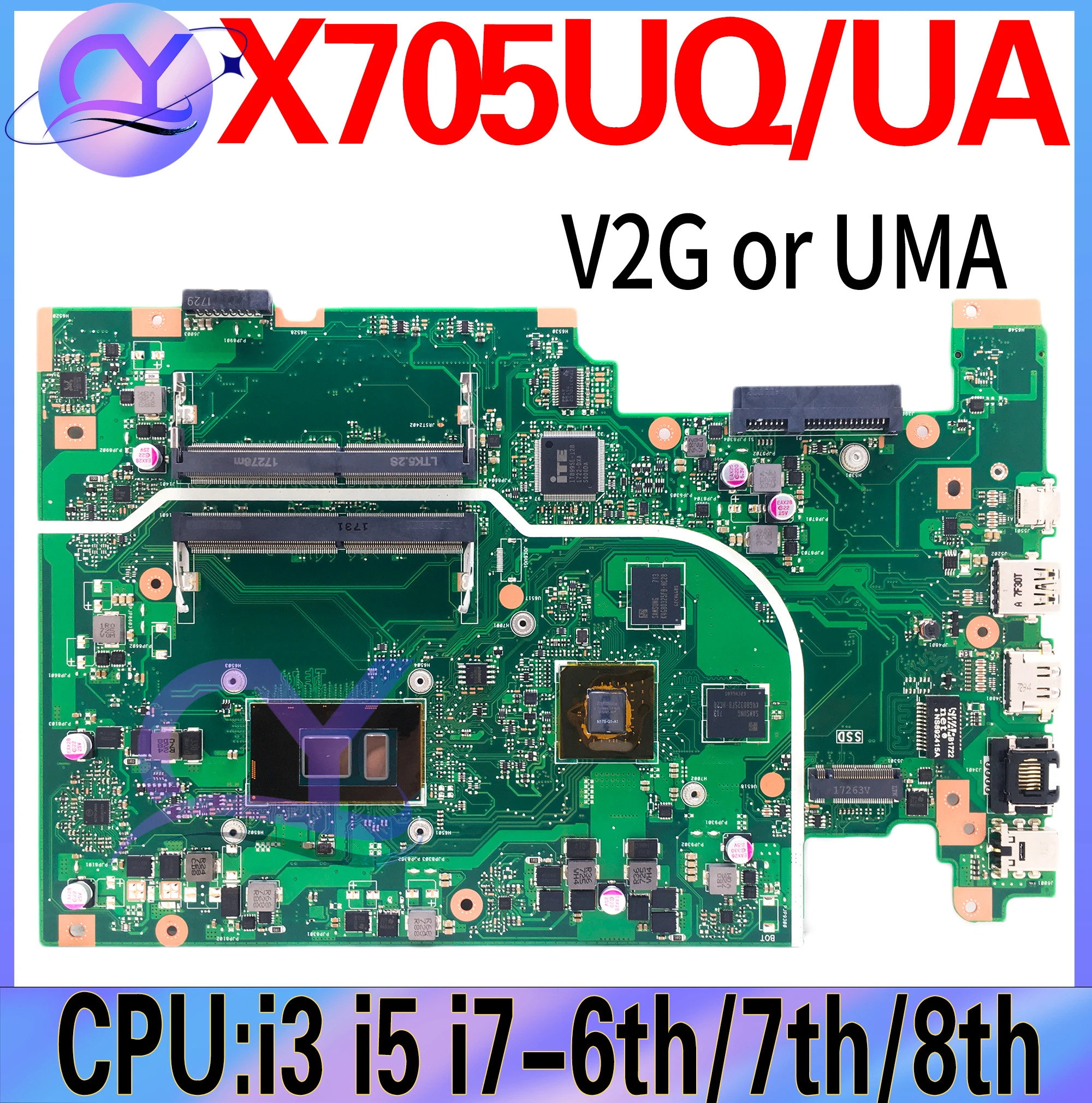 

X705UQ Материнская плата ASUS X705UV X705UB X705UN X705UBP X705UVP A705U X705UA X705UF материнская плата для ноутбука 4405U I3 I5 I7 6th/7th/8th