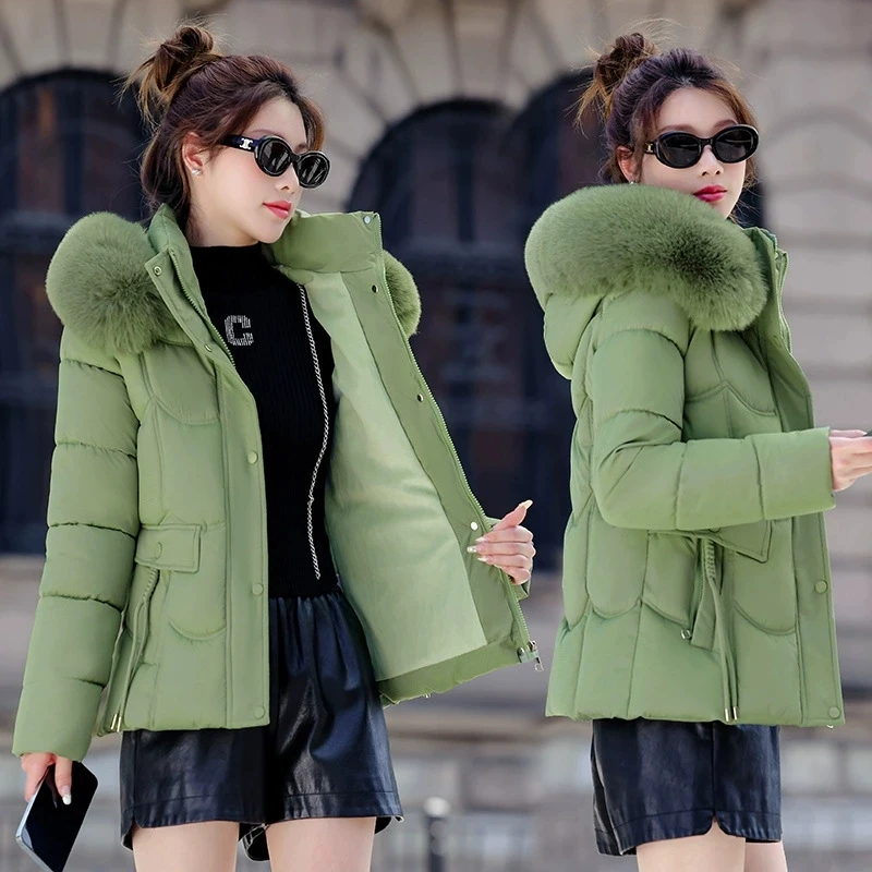 Winter 2025 New Down Jacket Women Parkas Fashion High-Quality Warm Cotton Padded Coat Ladies Short Overcoat Hooded Overwear Tops