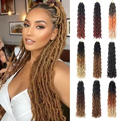 Gypsy Locs Wavy Crochet Braids Dreadlocks Synthetic Hair Extensions 18 Inch Goddess Locs Crochet Hair Soft Faux Locs Hair