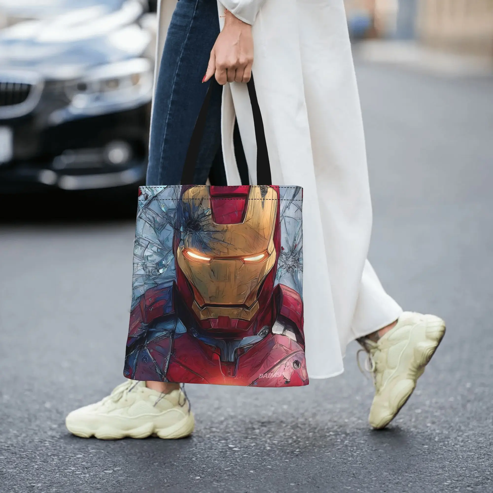 

Fashion shopping bag Daily commute Iron Man STARK INDUSTRIES Canvas Marvel Marvel Canvas Tote Bag Women'S Shoulder Handbag