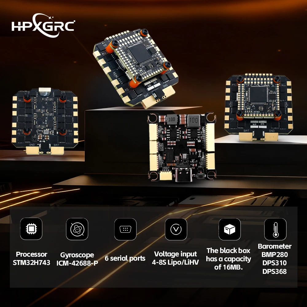 HPXGRC H743 Stack H743 Controllore di volo ICM42688P con BLHeli_32 80A/100A ESC 3-8S LIPO 30,5x30,5mm per RC FPV Racing Drone