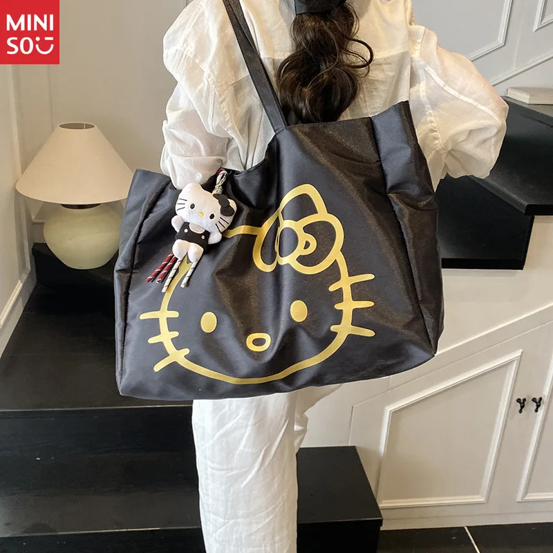 Miniso Large Hello Kitty Tote Bag for Women, Lightweight Shoulder Bag, Student Commuter Shopper