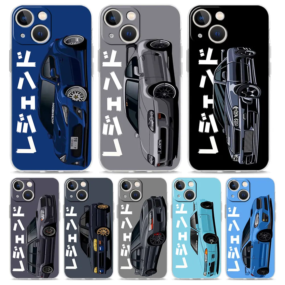 Luxury Phone Case For iPhone 15 14 13 12 11 Pro Max XS X XR 7 8 Plus Soft Clear Shockproof Cover JDM Tokyo Drift Sports Car