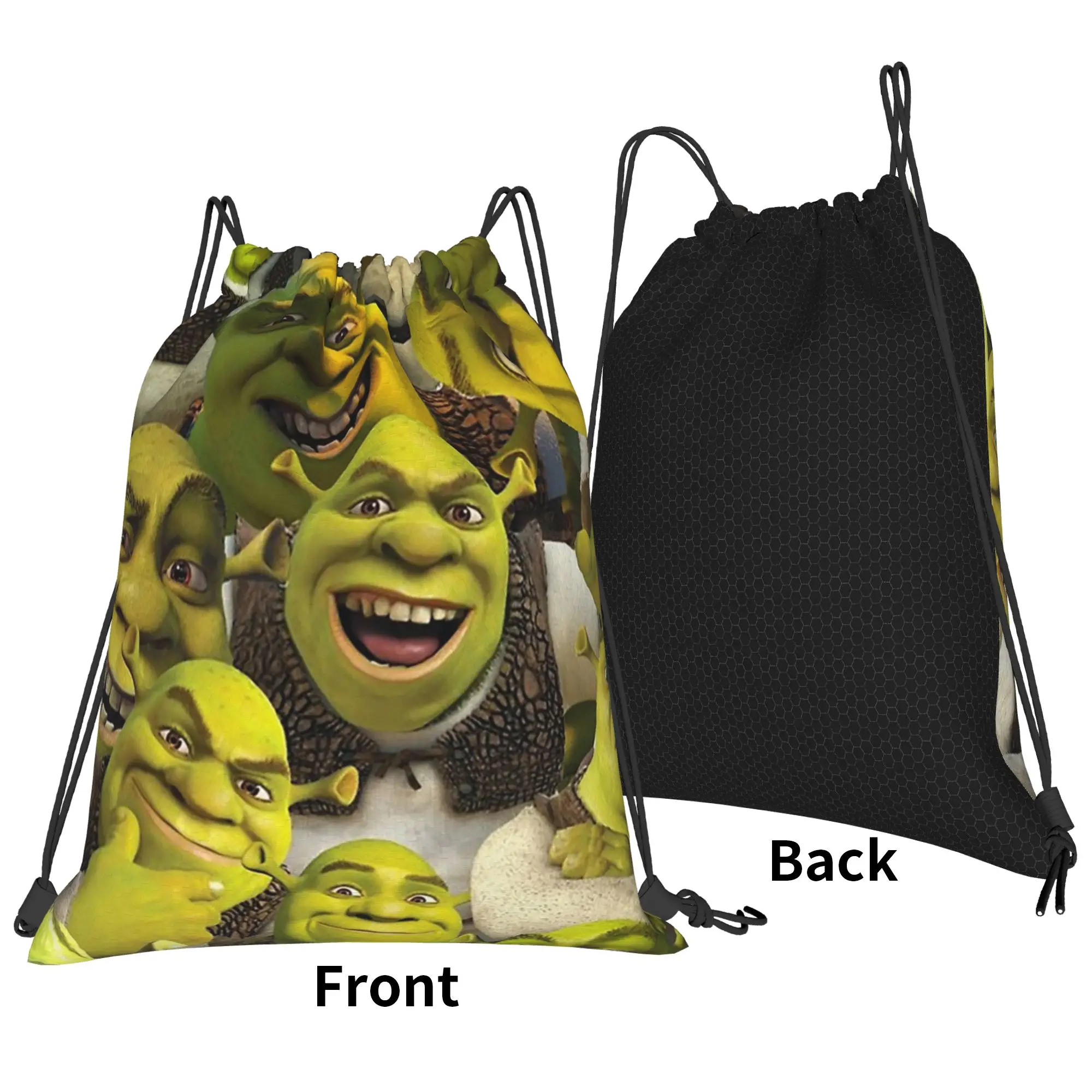 Shreks Memes Drawstring Backpack Sports Gym Bag Water Resistant Funny Face Anime String Sackpack for Yoga 36cm (W) x 43cm (H)