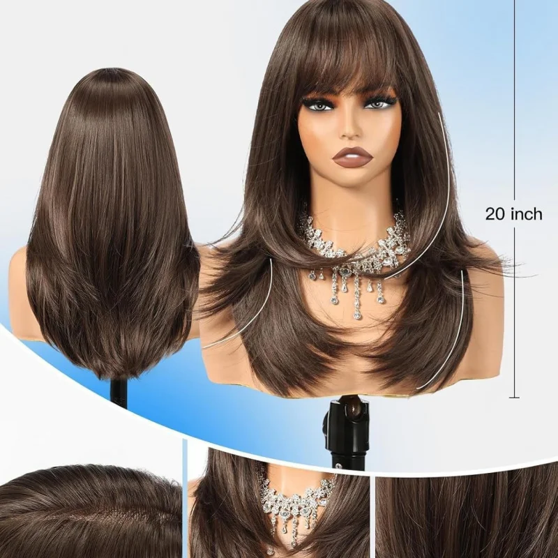 New women's brown synthetic , full head wig for everyday style