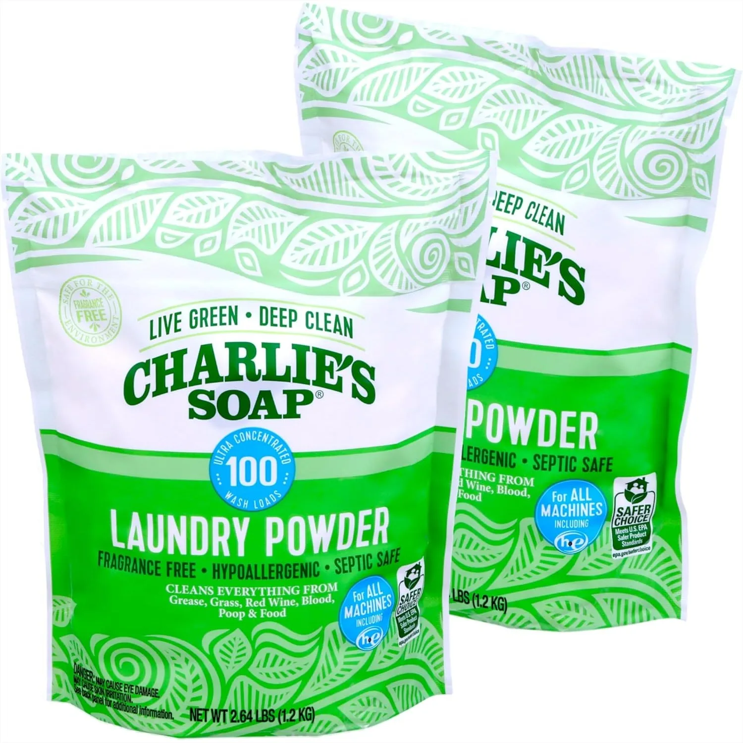 

Laundry Powder 100 Loads 2 Pack Deep Cleaning Detergent for Sensitive Skin Fragrance-Free