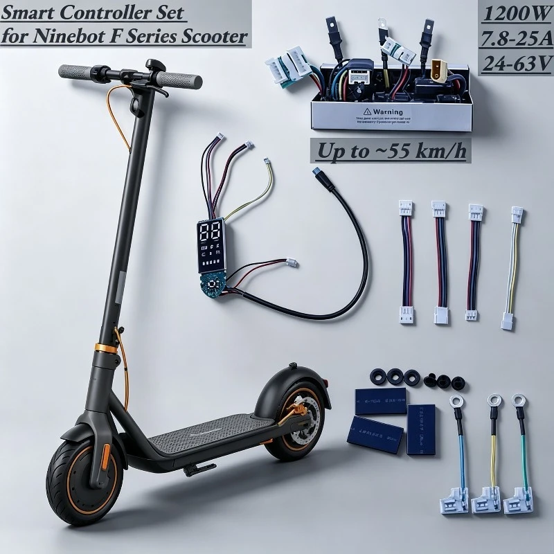 

Upgraded 1200W Brushless Controller+Dashboard Kit for Ninebot F20-40, 24-63V, Bluetooth APP Control, 3-Speed, Cruise, LED Disp