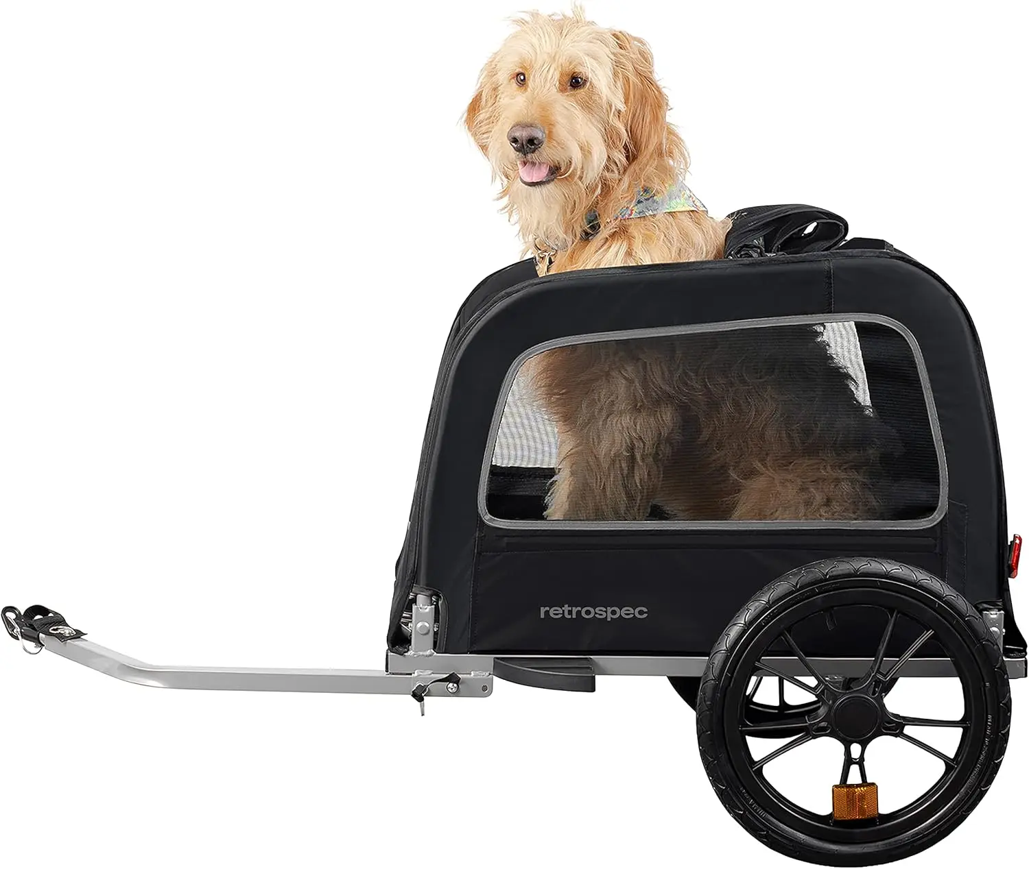 

Rover Waggin' Pet and Dog Bike Trailer with Weather-Resistant Canopy & Mesh Shield - Foldable Frame, 16in Wheels with Storage