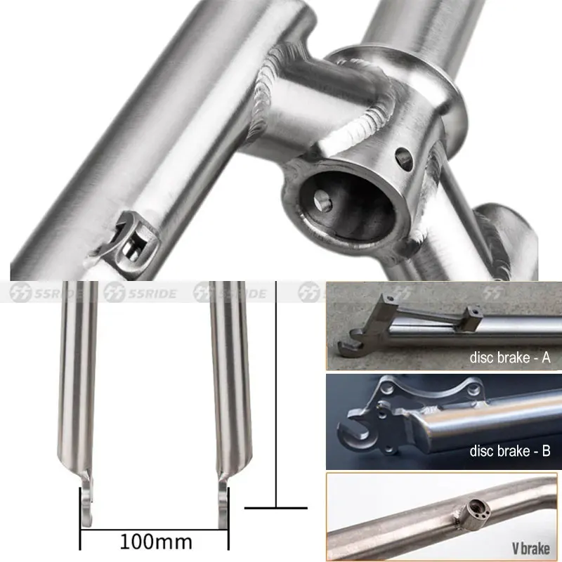 Titanium Alloy Bicycle Front Fork, MTB Bike Accessories, Disc Brake, Cycling Parts, Manufacturer, GR9, 26 \