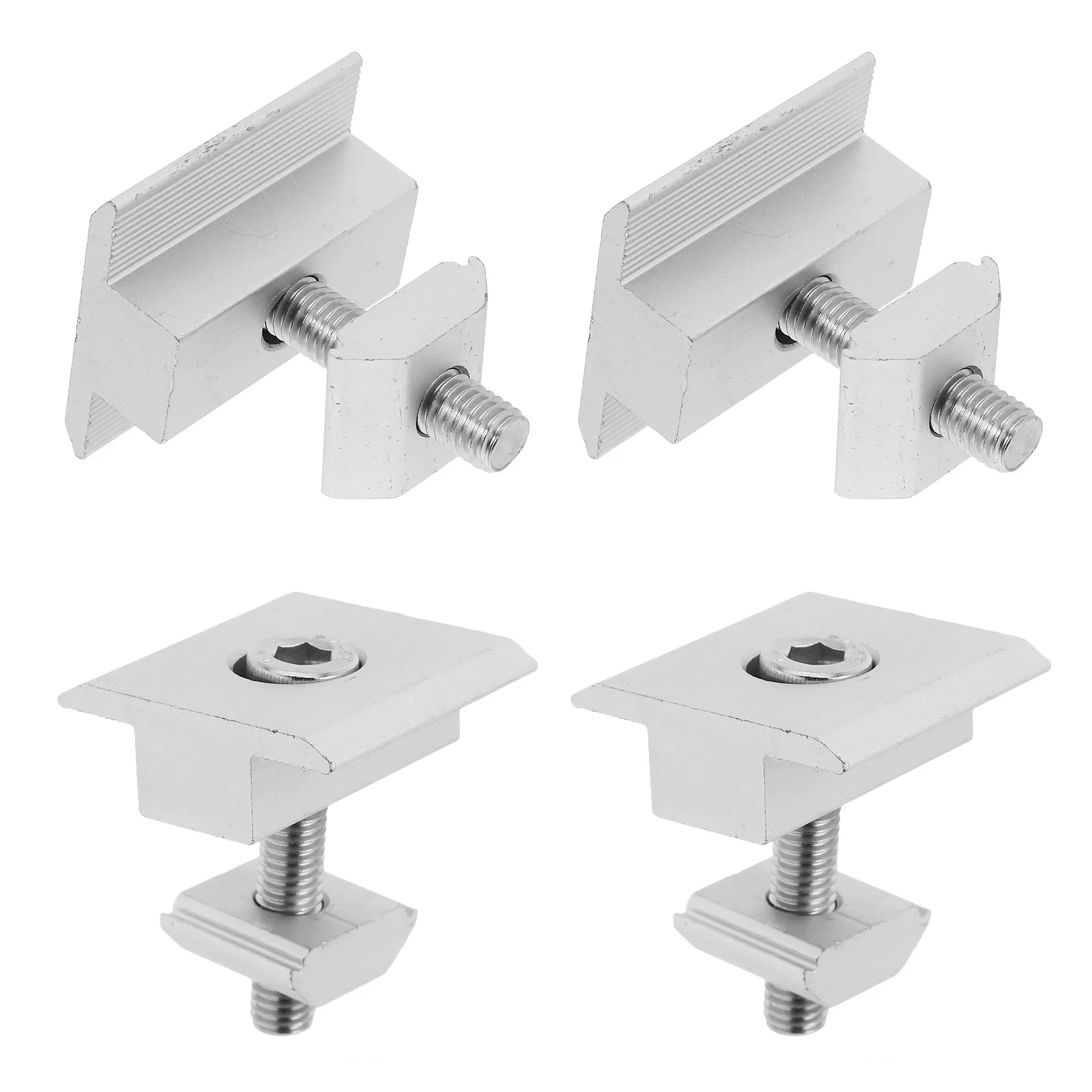 

4pcs Solar Panel Mid Clamps Aluminum Alloy T-Shaped Mounting Brackets For Flat Roof Rv Ground Install Durable