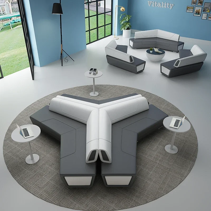 The product can be customized. The combination of creative office sofa coffee table in the reception area is simple